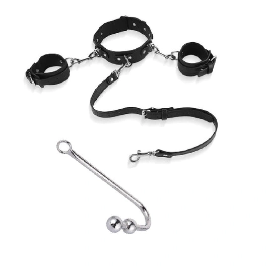 Cuffs Elegant Anal Hook with Collar 5334 and Beaded 0204